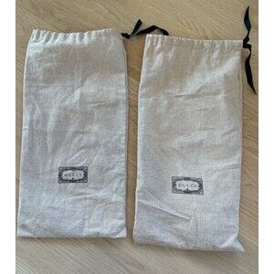 GUCCI LINEN Beige Cream Light Tan DUSTBAG BAG  11" x 14.5" 2 shoebags Set